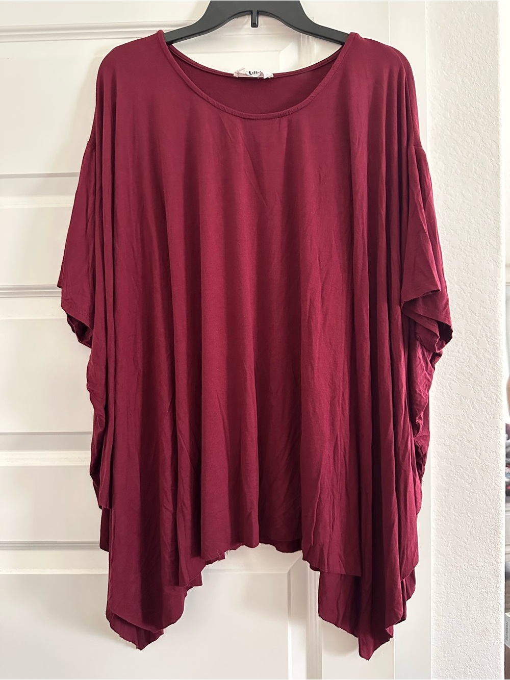 Relaxed Draped Tunic Top in Maroon